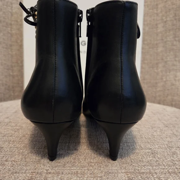 NWT KURT GEIGER BLACK  "RITA" KITTEN HEEL BOOTS - Picture 5 of 10